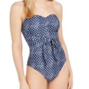 We Wore What Sz XL Capri Star Tie Waist Strapless One Piece Swimsuit